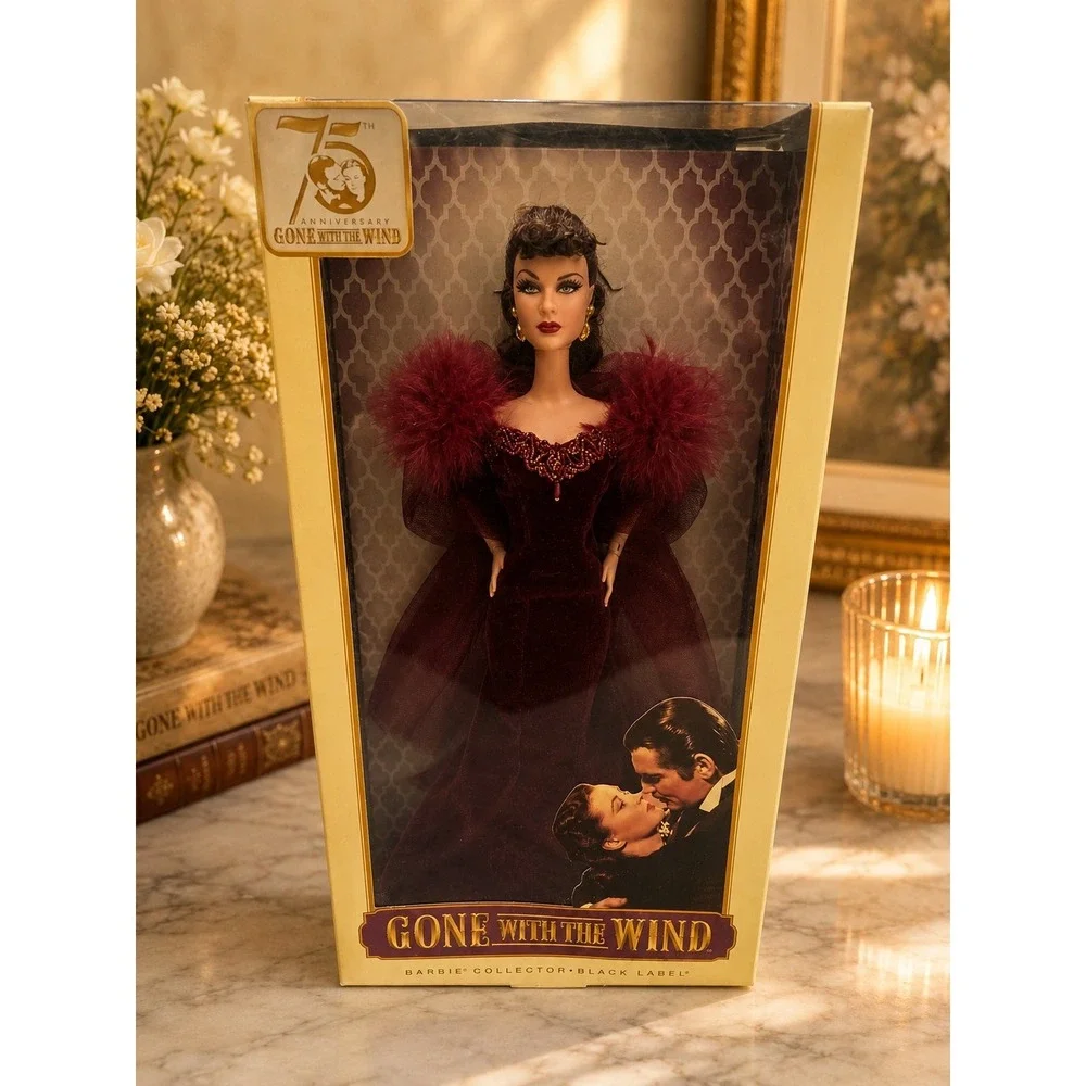 75th Anniversary Black Label Gone With the Wind Scarlett O'Hara Barbie Doll New